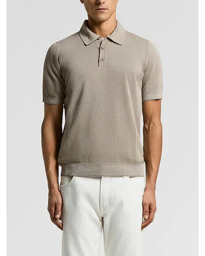 Peserico Regular Fit Cotton Linen Polo Sweater In Brown
