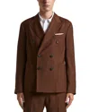 Peserico Regular Fit Double Breasted Blazer In Tobacco