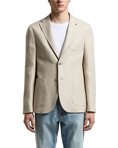 Peserico Regular Fit Single Breasted Linen Tailored Blazer In Brown
