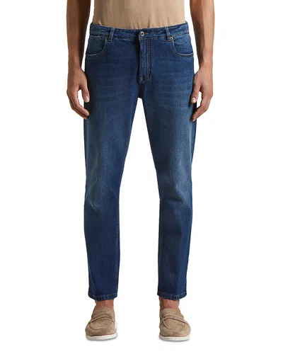Peserico Regular Fit Washed Jeans In Blue