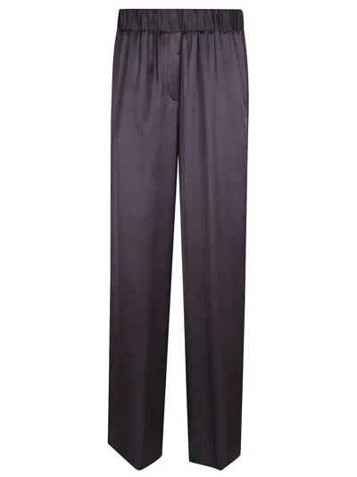 Peserico Relaxed Black Trousers With Elastic Waistband In Gray