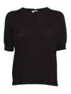 Peserico Relaxed Fit Black Knitted Sweater With Ribbed Texture In Black