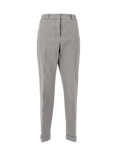 Peserico Relaxed Fit Cuffed Hem Cropped Pants In Gray