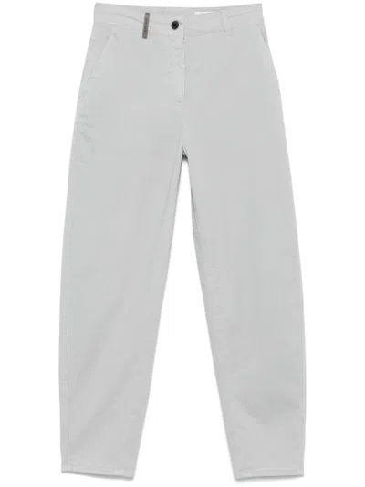 Peserico Relaxed Fit Light Grey Jeans In White