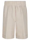 Peserico Relaxed Fit Linen Blend Shorts In Neutral