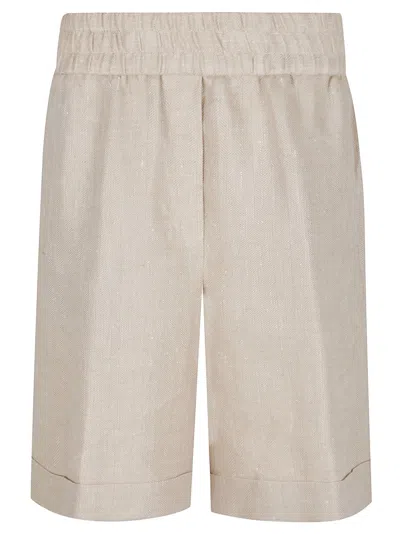 Peserico Relaxed Fit Linen Blend Shorts In Neutral