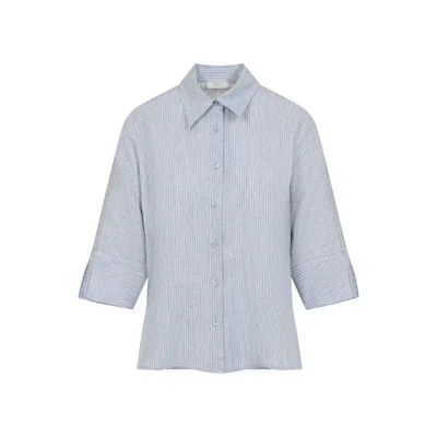 Peserico Pinstripe Short-sleeved Shirt In Blue