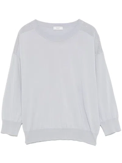PESERICO PESERICO RELAXED-FIT ROUND NECK PURPLE SWEATER