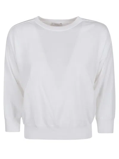 Peserico Relaxed-fit Round Neck White Cotton Jumper
