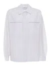 Peserico Relaxed Fit Striped Blouse With Classic Collar In White
