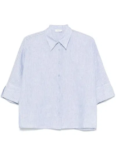 Peserico Relaxed Fit Striped Linen Shirt In Multicolor