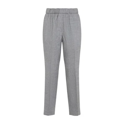 Peserico Cropped Pants Central Creases In Gray