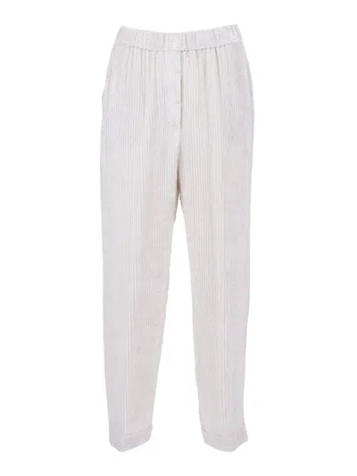 PESERICO RELAXED FIT TROUSERS WITH TEXTURED RIBBING