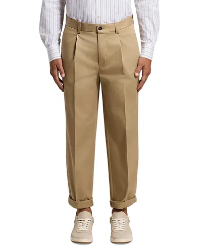 Peserico Relaxed Fit Wide Leg Pleated Trouser Pants In Brown