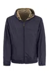 Peserico Men's Reversible Jacket With Hood In Blue