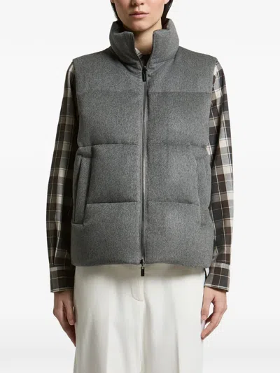 Peserico Reversible Padded Gilet In Gray