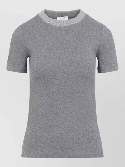 Peserico Rib Knit Fitted T Shirt Short Sleeves In Gray