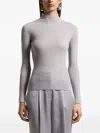Peserico Rib-knit Mock-neck Top In Gray