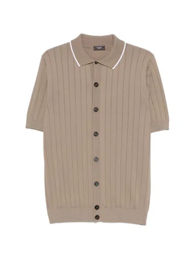 Peserico Ribbed Buttoned Shirt In Neutral