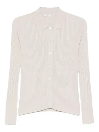 Peserico Ribbed Buttoned Top In White
