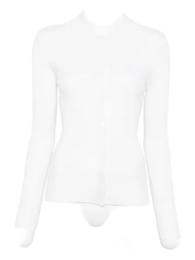 Peserico Ribbed Collared Top In White