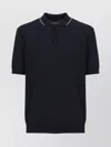 Peserico Ribbed Cotton Polo Shirt With Contrast Trim In Blue