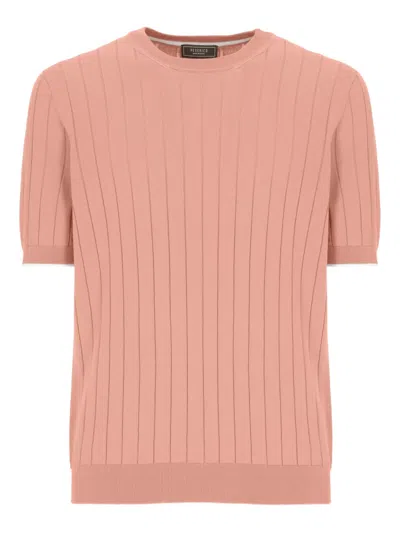 Peserico Ribbed Cotton T-shirt In Pink