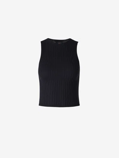 Peserico Ribbed Cotton Top In Black
