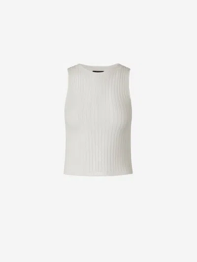 Peserico Ribbed Cotton Top In White