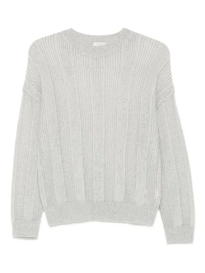 Peserico Ribbed Crew-neck Jumper In Gray