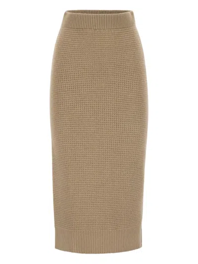 PESERICO RIBBED ELASTICATED-WAISTBAND MIDI SKIRT