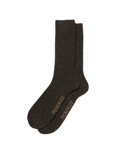Peserico Ribbed Flecked Socks In Black