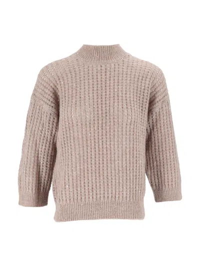 Peserico Sequin-embellished Chunky-knit Sweater In Neutral