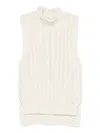 Peserico Ribbed High-neck Sleeveless Top In White