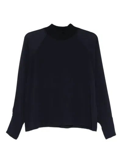 Peserico Ribbed High-neck Top In Blue