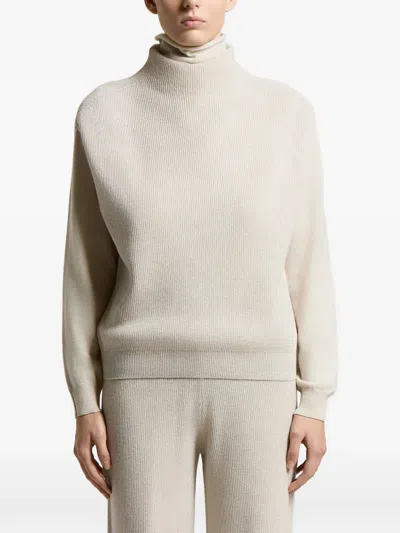 Peserico Ribbed High-neck Jumper In Neutral