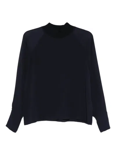 Peserico Ribbed High-neck Shirt In Black
