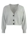 Peserico Ribbed-knit Button Cardigan In Gray