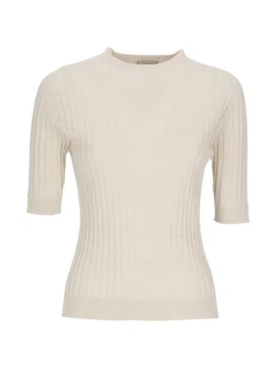 Peserico Ribbed Knit Sweater In Neutral