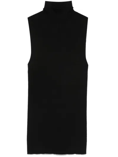 Peserico Ribbed-knit Top In Black