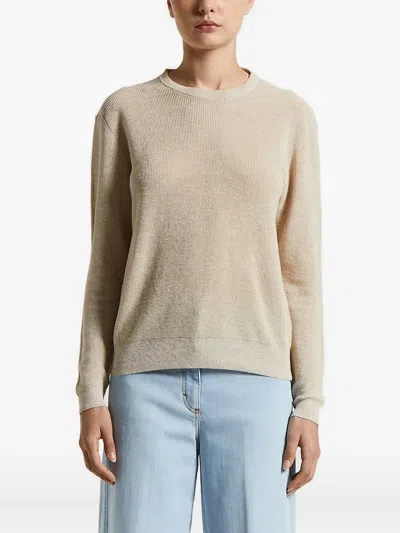 Peserico Ribbed Open-back Sweater In Neutral