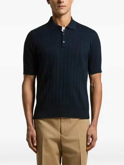 Peserico Ribbed Polo In Black