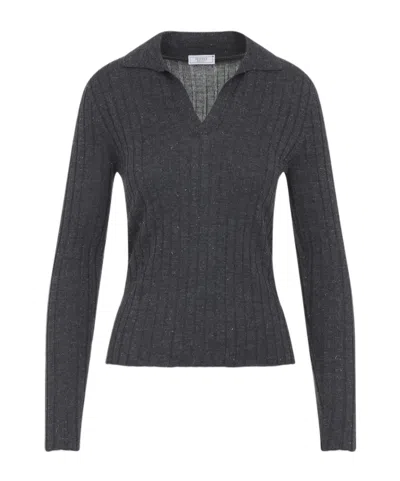 PESERICO RIBBED POLO-NECK PULLOVER