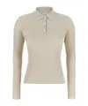 Peserico Collared Ribbed Polo Shirt With Long Sleeves In White
