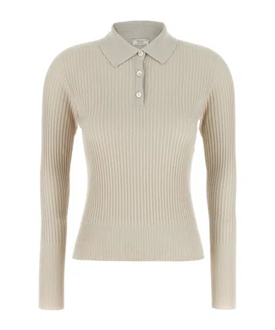 PESERICO PESERICO LUREX RIBBED POLO SHIRT