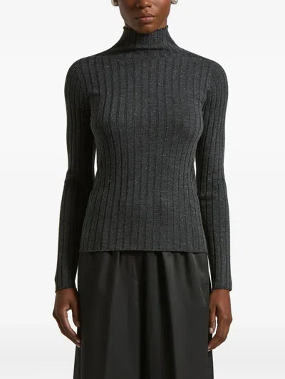 Peserico Ribbed Roll-neck Sweater In Gray