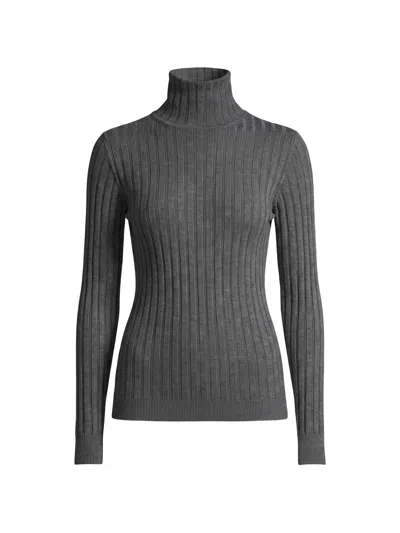 Peserico Ribbed Roll-neck Sweater In Gray