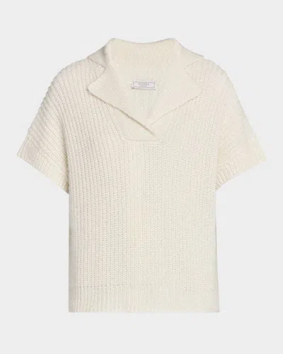 Peserico Ribbed Sequin-embellished Shimmer Knit Vest In Neutral