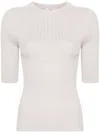 Peserico Ribbed Knit T-shirt In Neutrals