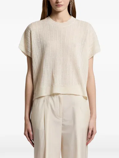 Peserico Ribbed Short-sleeve Knitwear In Neutral